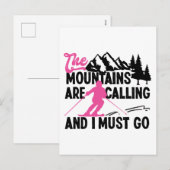 Sneeuwskki de bergen roepen en ik moet gaan feestdagenkaart (Voorkant / Achterkant)