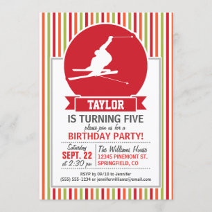 Sneeuwskki, Skiing, Rood, Oranje, Groene Stripes Kaart