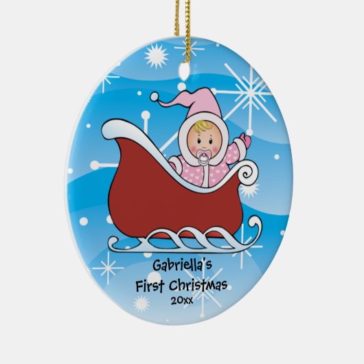 Sneeuwslaapje, eerste kerstversiering voor baby's keramisch ornament (Rechts)