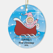 Sneeuwslaapje, eerste kerstversiering voor baby's keramisch ornament (Links)