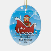 Sneeuwslaapje, eerste kerstversiering voor baby's keramisch ornament (Rechts)