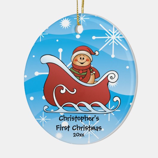 Sneeuwslaapje, eerste kerstversiering voor baby's keramisch ornament (Links)