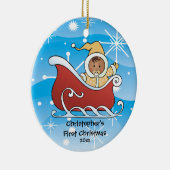 Sneeuwslaapje, eerste kerstversiering voor baby's keramisch ornament (Rechts)