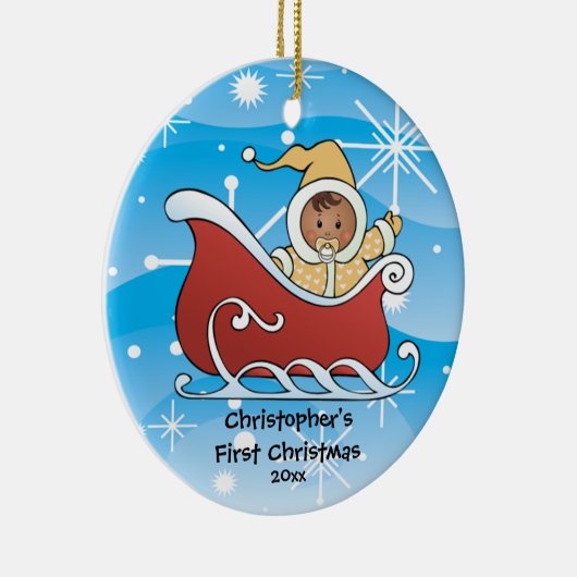 Sneeuwslaapje, eerste kerstversiering voor baby's keramisch ornament (Rechts)