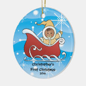 Sneeuwslaapje, eerste kerstversiering voor baby's keramisch ornament (Links)