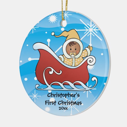 Sneeuwslaapje, eerste kerstversiering voor baby's keramisch ornament (Links)