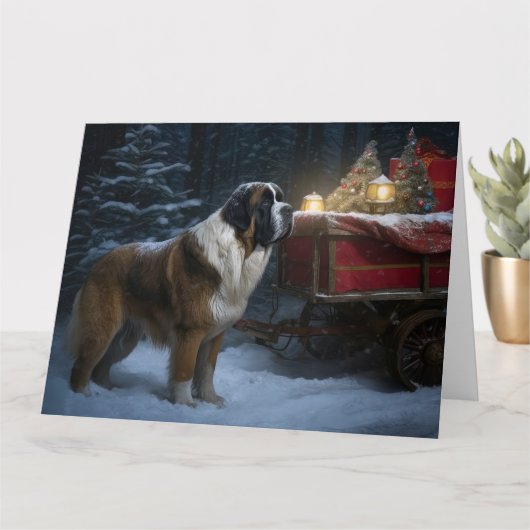 Sneeuwslee Sinterklaas Kerst Decoratie Kaart (Kleine Plant)