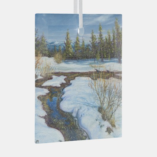 "Sneeuwsmelt" Glas Ornament (Voorkant Rechts)