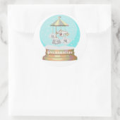 Sneeuwsneeuw wereldbol schattige winterjongen ronde sticker (Tas)