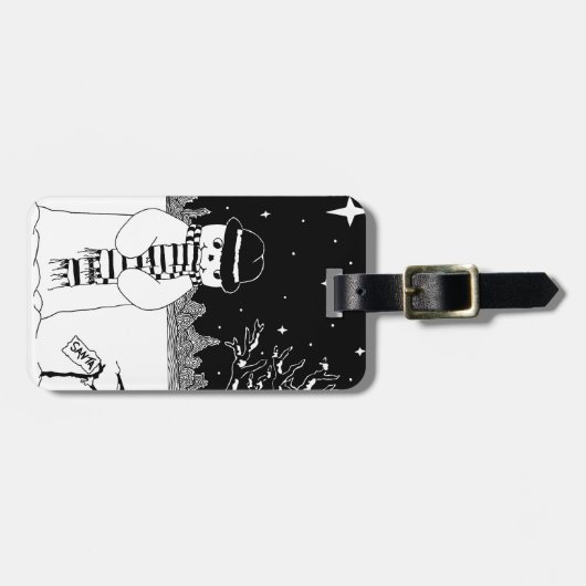 Sneeuwsneeuwscène voor kerst bagagelabel (Voorkant horizontaal)