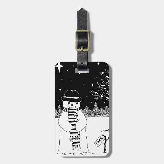 Sneeuwsneeuwscène voor kerst bagagelabel (Voorkant verticaal)