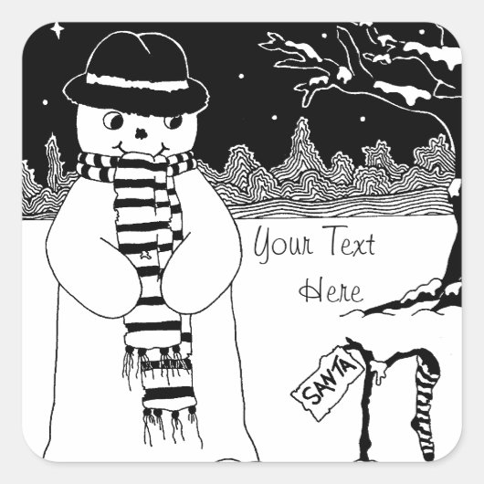 Sneeuwsneeuwscène voor kerst vierkante sticker (Voorkant)