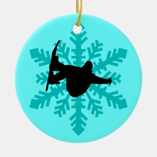 sneeuwsnowboarder keramisch ornament (Voorkant)