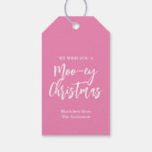 Sneeuwspel Roze Hoogland Koe Kerstcadeau Label Cadeaulabel (Achterkant)