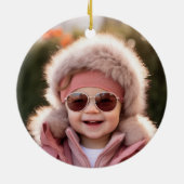 Sneeuwspel Roze Hoogland Koe Kerstversiering Keramisch Ornament (Achterkant)