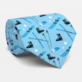 Sneeuwsporte Blauw Skipatroon Stropdas (Opgerold)