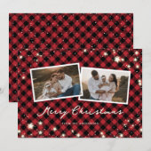 Sneeuwstaar Manuscript Red Pset 2 Kerstmis Feestdagenkaart (Voorkant / Achterkant)