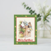 Sneeuwstaarten met Waterverf kerst Feestdagenkaart (Staand voorkant)