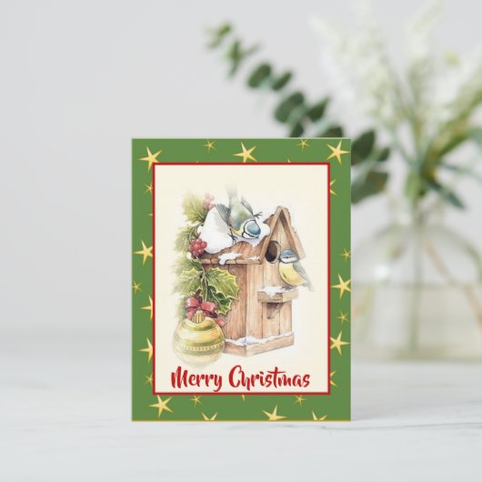 Sneeuwstaarten met Waterverf kerst Feestdagenkaart (Staand voorkant)