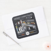 Sneeuwstad Kerstmis Vierkante Sticker (Envelop)
