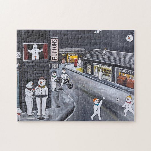 Sneeuwstad Schilderij van Alfred Fox Legpuzzel (Horizontaal)