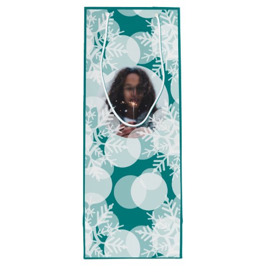 Sneeuwsterren - Wit, Blauwgroen - Cadeautas (Achterkant)