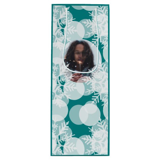 Sneeuwsterren - Wit, Blauwgroen - Cadeautas (Voorkant)