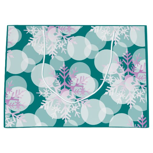 Sneeuwsterren - Wit, Blauwgroen, Paarse - Cadeauta Large Cadeautasje (Voorkant)