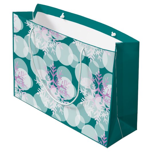 Sneeuwsterren - Wit, Blauwgroen, Paarse - Cadeauta Large Cadeautasje (Achterkant Gekanteld)