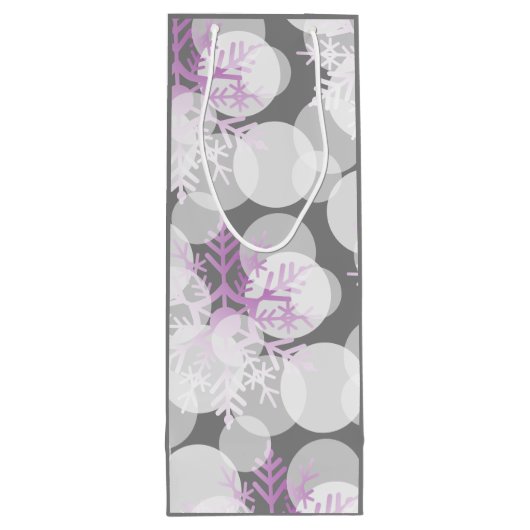 Sneeuwsterren - Wit, Blauwgroen, Paarse - Wijn Gif Wijn Cadeautas (Achterkant)