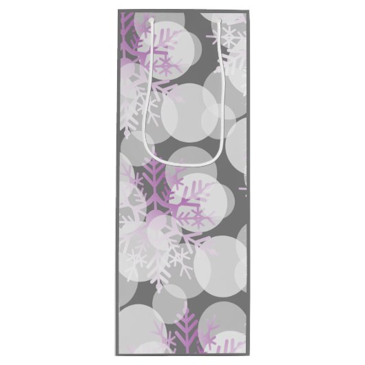 Sneeuwsterren - Wit, Blauwgroen, Paarse - Wijn Gif Wijn Cadeautas (Voorkant)