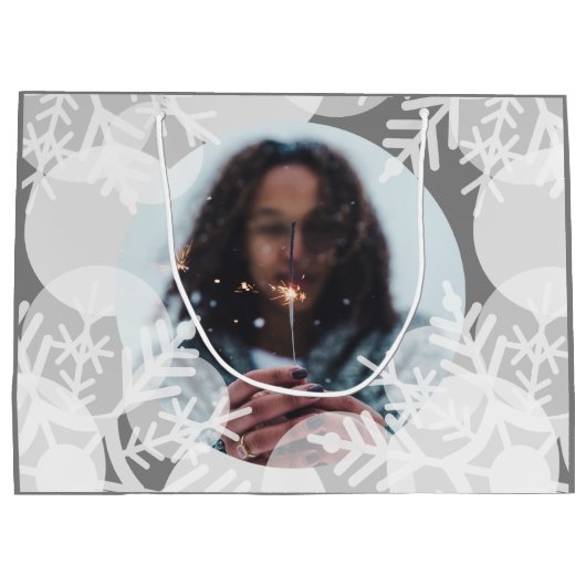 Sneeuwsterren - Wit, Grijs - Cadeautas (Achterkant)