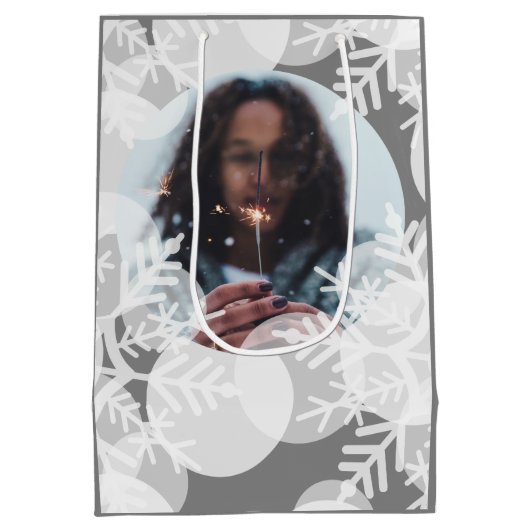 Sneeuwsterren - Wit, Grijs - Cadeautas (Achterkant)