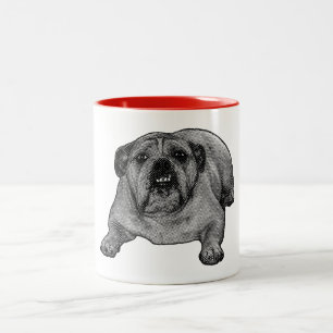 Sneeuwstip bulldog grijns tweekleurige koffiemok