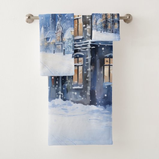 sneeuwstorm in de nacht bad handdoek (Insitu)