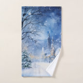 sneeuwstorm in de nacht bad handdoek (Handdoek)