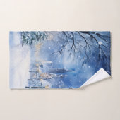 sneeuwstorm in de nacht bad handdoek (Handdoek)