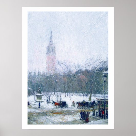 Sneeuwstorm. Madison Square door Childe Hassam Poster (Voorkant)
