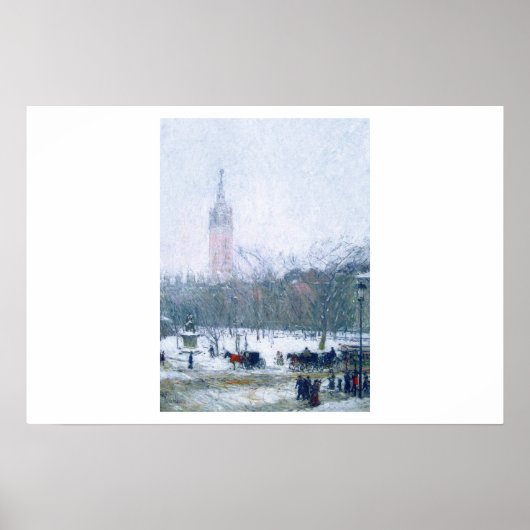 Sneeuwstorm. Madison Square door Childe Hassam Poster (Voorkant)