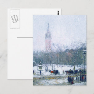 Sneeuwstorm, Madison Square. Fijne Kunst Kerstmis Briefkaart