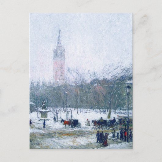 Sneeuwstorm, Madison Square. Fijne Kunst Kerstmis Briefkaart (Voorkant)