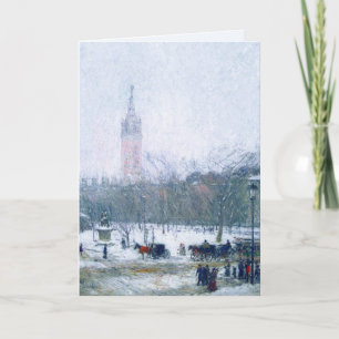 Sneeuwstorm, Madison Square. Fijne Kunst Kerstmis Feestdagen Kaart