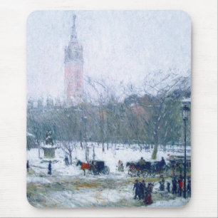 Sneeuwstorm, Madison Square. Fine Art Gift Mousepa Muismat