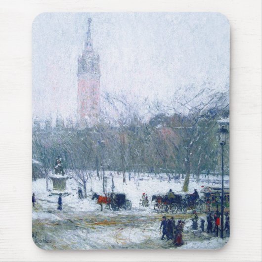 Sneeuwstorm, Madison Square. Fine Art Gift Mousepa Muismat (Voorkant)