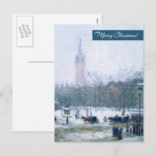 Sneeuwstorm, Madison Square. kerstBriefkaart Feestdagenkaart