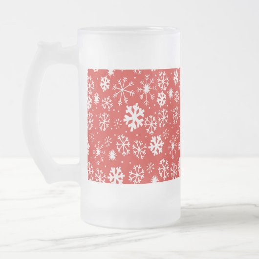 Sneeuwstorm met papaverrode achtergrond matglas bierpul (Links)