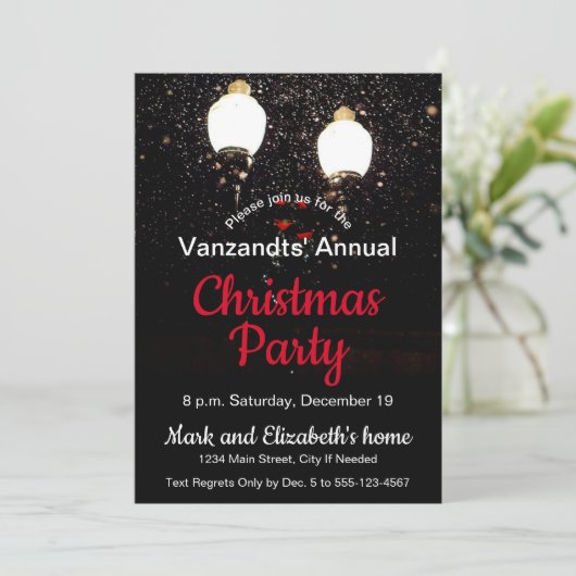 Sneeuwstraathos Black White Red-kerstfeest Kaart (Staand voorkant)