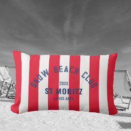 Sneeuwstrandclub Red Cabana Stripe Winter Buitenkussen
