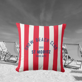 Sneeuwstrandclub Red Cabana Stripe Winter Buitenkussen