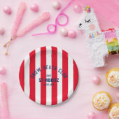 Sneeuwstrandclub Red Cabana Stripe Winter Papieren Bordje (Feest)